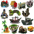 Aquarium Fish Tank Resin Ornament Mongolian Yurts Coconut Tree Artifical Water Decor