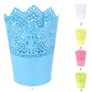 Metal Cut Out Plant Vase Pot Pen Makeup Brush Holder Desk Tidy Organiser WHT