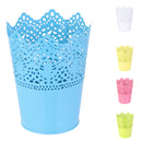 Metal Cut Out Plant Vase Pot Pen Makeup Brush Holder Desk Tidy Organiser WHT