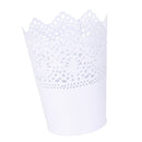 Metal Cut Out Plant Vase Pot Pen Makeup Brush Holder Desk Tidy Organiser WHT