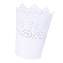 Metal Cut Out Plant Vase Pot Pen Makeup Brush Holder Desk Tidy Organiser WHT