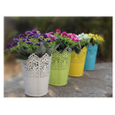 Metal Cut Out Plant Vase Pot Pen Makeup Brush Holder Desk Tidy Organiser WHT
