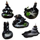 Black Ceramic Glaze Backflow Smoke Incense Burner Holder Buddhism Style