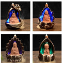 LED Changing Incense Cone Burner Ceramic Backflow Reverse Censer - Guanyin