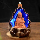 LED Changing Incense Cone Burner Ceramic Backflow Reverse Censer - Guanyin