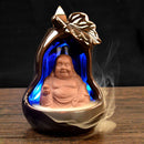 LED Changing Incense Cone Burner Ceramic Backflow Reverse Censer - Maitreya