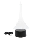Set Of Automatic 7 Color Changing Mode 3D Illuminated Eiffel Tower Illusion Light With USB Cable