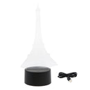 Set Of Automatic 7 Color Changing Mode 3D Illuminated Eiffel Tower Illusion Light With USB Cable