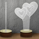 Set Of Automatic 7 Color Changing Mode 3D Illuminated Hearts Illusion Light With USB Cable