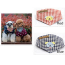 Pet Dog Saliva Scarf Triangle Neckerchief Bib Plaid Dog Print Charms Pet Clothing Accessory -Blue Size S