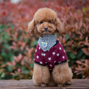 Pet Dog Saliva Scarf Triangle Neckerchief Bib Plaid Dog Print Charms Pet Clothing Accessory -Blue Size S