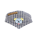 Pet Dog Saliva Scarf Triangle Neckerchief Bib Plaid Dog Print Charms Pet Clothing Accessory -Blue Size S