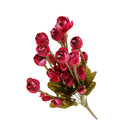 Faux Silk Plastic Artificial Rose Autumn Lotus Shape Flowers Wedding Party Home Office Decoration Red Gold