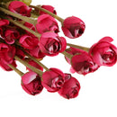Faux Silk Plastic Artificial Rose Autumn Lotus Shape Flowers Wedding Party Home Office Decoration Red Gold