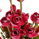 Faux Silk Plastic Artificial Rose Autumn Lotus Shape Flowers Wedding Party Home Office Decoration Red Gold