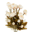 Faux Silk Plastic Artificial Rose Autumn Lotus Shape Flowers Wedding Party Home Office Decoration White
