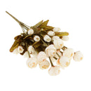 Faux Silk Plastic Artificial Rose Autumn Lotus Shape Flowers Wedding Party Home Office Decoration White