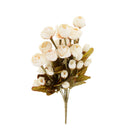 Faux Silk Plastic Artificial Rose Autumn Lotus Shape Flowers Wedding Party Home Office Decoration White