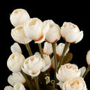 Faux Silk Plastic Artificial Rose Autumn Lotus Shape Flowers Wedding Party Home Office Decoration White