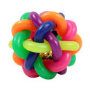 Pet Dog Cat Sensitivity Training Exercise Toy Rainbow Rubber Round Ball With Bell Puppy Pet Toy Multicolor 8.5cm