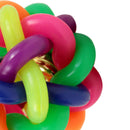Pet Dog Cat Sensitivity Training Exercise Toy Rainbow Rubber Round Ball With Bell Puppy Pet Toy Multicolor 8.5cm