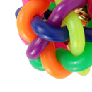 Pet Dog Cat Sensitivity Training Exercise Toy Rainbow Rubber Round Ball With Bell Puppy Pet Toy Multicolor 8.5cm