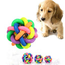 Pet Dog Cat Sensitivity Training Exercise Toy Rainbow Rubber Round Ball With Bell Puppy Pet Toy Multicolor 6.5cm