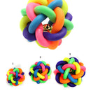 Pet Dog Cat Sensitivity Training Exercise Toy Rainbow Rubber Round Ball With Bell Puppy Pet Toy Multicolor 5.5cm