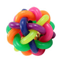 Pet Dog Cat Sensitivity Training Exercise Toy Rainbow Rubber Round Ball With Bell Puppy Pet Toy Multicolor 5.5cm