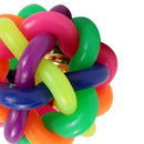 Pet Dog Cat Sensitivity Training Exercise Toy Rainbow Rubber Round Ball With Bell Puppy Pet Toy Multicolor 5.5cm