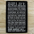 Retro Metal Tin Sign Plaque Vintage PASSION LIFE Picture Bar Pub Man Cave