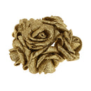 Artificial Foam Roses Glitter Powder Flower Bouquet Wedding Party Supplies Bridal Flower Bouquet Decor Pack of 12PCS Gold