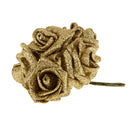 Artificial Foam Roses Glitter Powder Flower Bouquet Wedding Party Supplies Bridal Flower Bouquet Decor Pack of 12PCS Gold