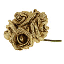 Artificial Foam Roses Glitter Powder Flower Bouquet Wedding Party Supplies Bridal Flower Bouquet Decor Pack of 12PCS Gold