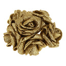 Artificial Foam Roses Glitter Powder Flower Bouquet Wedding Party Supplies Bridal Flower Bouquet Decor Pack of 12PCS Gold