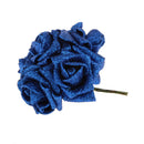 Artificial Foam Roses Glitter Powder Flower Bouquet Wedding Party Supplies Bridal Flower Bouquet Decor Pack of 12PCS Blue