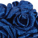 Artificial Foam Roses Glitter Powder Flower Bouquet Wedding Party Supplies Bridal Flower Bouquet Decor Pack of 12PCS Blue