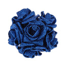Artificial Foam Roses Glitter Powder Flower Bouquet Wedding Party Supplies Bridal Flower Bouquet Decor Pack of 12PCS Blue