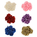 Artificial Foam Roses Glitter Powder Flower Bouquet Wedding Party Supplies Bridal Flower Bouquet Decor Pack of 12PCS Blue