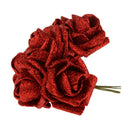 Artificial Foam Roses Glitter Powder Flower Bouquet Wedding Party Supplies Bridal Flower Bouquet Decor Pack of 12PCS Red