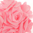 Artificial Foam Roses Glitter Powder Flower Bouquet Wedding Party Supplies Bridal Flower Bouquet Decor Pack of 12PCS Pink
