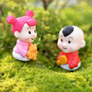 Set of 4Pcs Miniature Chinese Doll Resin Micro Landscape Bonsai Dollhouse DIY Craft Decor