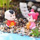 Set of 4Pcs Miniature Chinese Doll Resin Micro Landscape Bonsai Dollhouse DIY Craft Decor