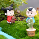 Set of 4Pcs Miniature Chinese Doll Resin Micro Landscape Bonsai Dollhouse DIY Craft Decor