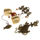 Chinese Wind Chime 2 Bells Lucky Cat Feng Shui Yard Garden Outdoor Decor