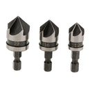 1/4 inch Hex 12, 16,19mm Countersink Power Drill Bit Bore Set for Wood Metal Set of 3