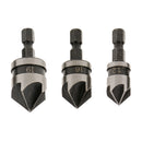 1/4 inch Hex 12, 16,19mm Countersink Power Drill Bit Bore Set for Wood Metal Set of 3