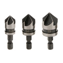 1/4 inch Hex 12, 16,19mm Countersink Power Drill Bit Bore Set for Wood Metal Set of 3
