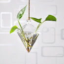 Diamond Shape Hanging Clear Glass Plant Flower Vase Bottle Office Home Decor
