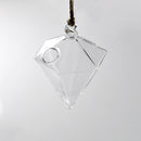 Diamond Shape Hanging Clear Glass Plant Flower Vase Bottle Office Home Decor